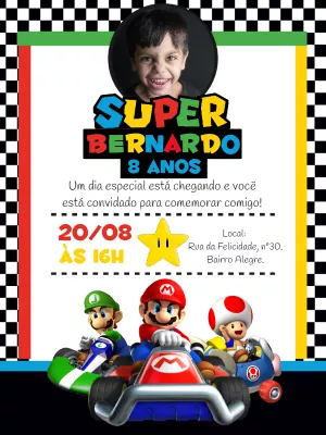 Convite aniversário Mário Kart