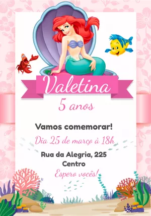 Invitación del cumpleaños de Ariel de la Sirenita