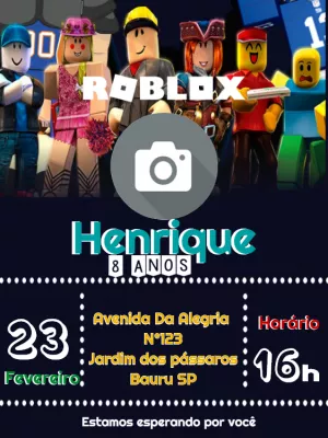 Convite Animado Roblox para Editar 