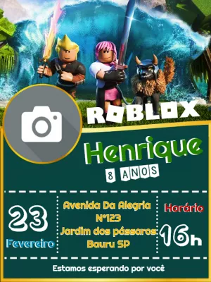 Convite aniversário Roblox com foto