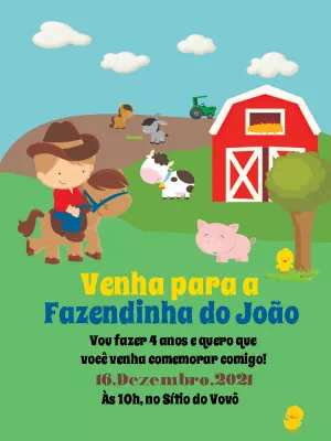 Convite aniversário Fazendinha