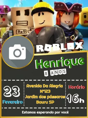 Convite aniversário Roblox com foto