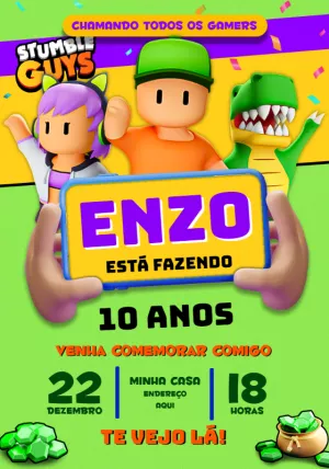 Etiqueta Escolar Stumble Guys - Fazendo a Nossa Festa