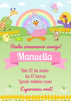 Fazer convite online convite digital Aniversário Galinha Pintadinha Rosa Candy