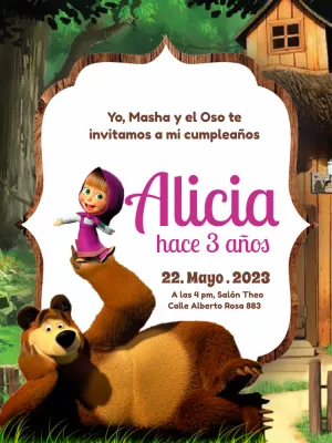 Hacer invitación en línea invitación digital invitación de cumpleaños masha  y el oso