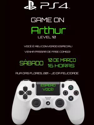 ▷ Convite Digital Festa do Minecraft Video Game, GRÁTIS