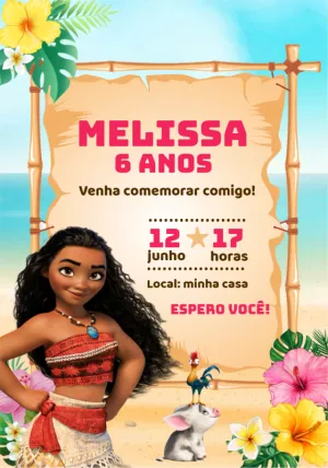 Invitation d'anniversaire de Moana