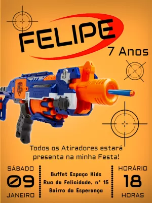 Convite aniversário Nerf