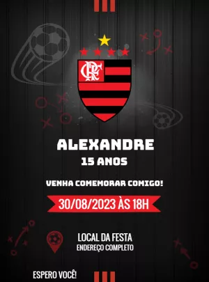 Grátis - Fazer convite online convite digital Aniversário FLAMENGO