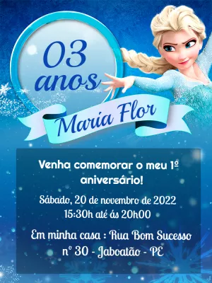 Convite digital frozen - Edite grátis com nosso editor online