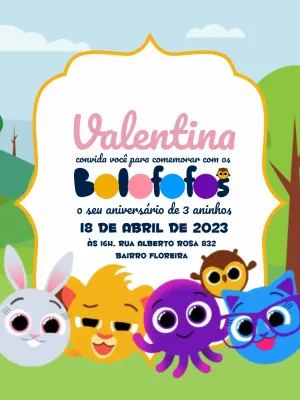 Convite infantil Bolofofos  Modelo de convite aniversario, Aniversario  infantil, Convites festa infantil