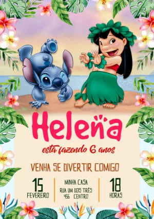 Convite Aniversário Lilo e Stitch