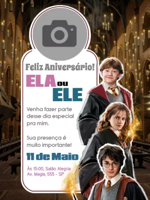 Harry Potter birthday invitation with photo