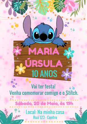 Stitch Aloha Birthday Invitation