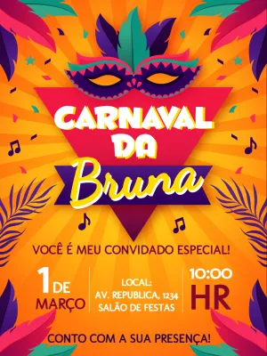 Convite online carnaval editar grátis