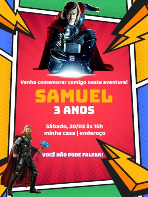 Criar convite de Super Thor Vermelho online grátis