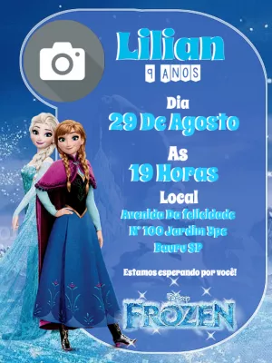 Convite digital frozen para editar Edite Online