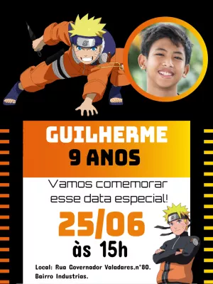 Convite De Aniversário Akatsuki Edite Online