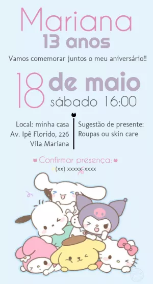 Convite aniversário Hello Kitty Sanrio