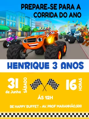 Cartão SUS Blaze E Os Monster Machines - Digital Grátis