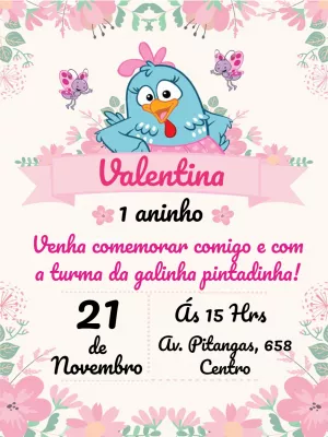 Convite de Aniversário Galinha Pintadinha Candy Edite Online