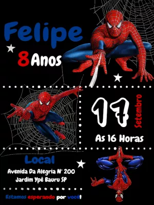 Criar convite de Homem Aranha online grátis