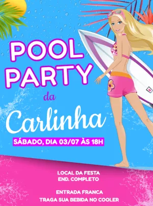 Barbie Pool Party Birthday Invitation