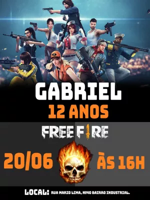 20 Convites de aniversário FREE FIRE para editar grátis (WhatsApp