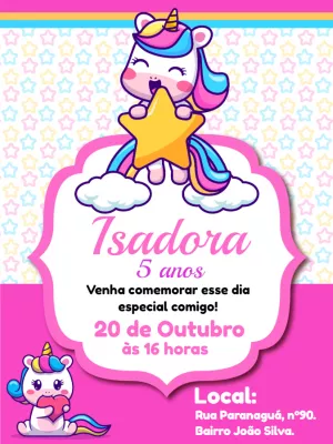 Hacer una invitación online invitación cumpleaños infantil unicornio  digital con foto - Un increíble editor en línea para editar las invitaciones,  logos, tarjetas, arte de redes sociales, carteles y mucho más!