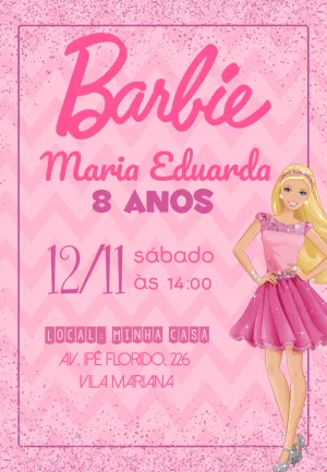 Convite Aniversário da Barbie moda e magia - Edite grátis com nosso editor  online