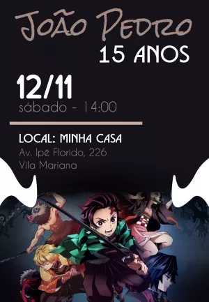 Convite de Aniversário Demon Slayer para Whatsapp - Imagem Legal