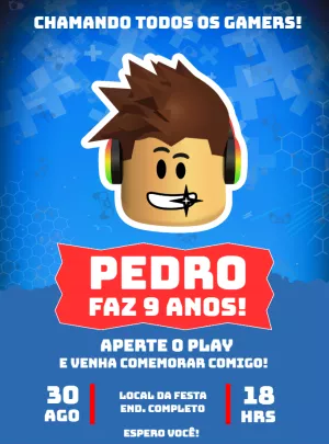 Convite aniversário Roblox