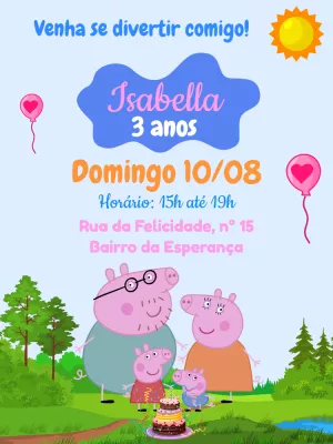 ▷ Convite Digital Casa Peppa Pig, GRÁTIS