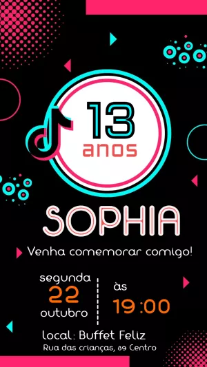 Convite aniversário tik tok