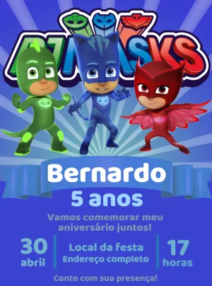 Convite Aniversário PJ Mask