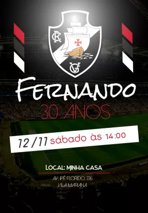 Convite Aniversário Vasco da Gama