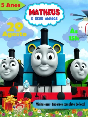 Tren Thomás: Invitaciones para Imprimir Gratis.  Molduras para convites,  Aniversário de thomas, Thomas e seus amigos