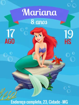 Invitación de cumpleaños de La Sirenita Ariel