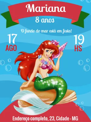 Invitación de cumpleaños de La Sirenita Ariel