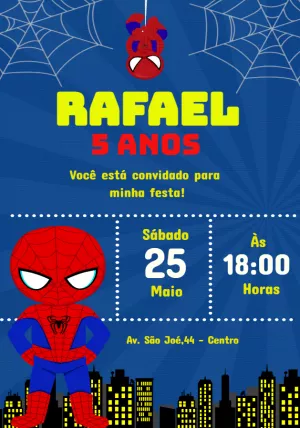 Convite Homem Aranha Cute - Edite grátis com nosso editor online