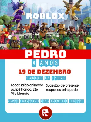 Convite de aniversário infantil roblox - Edite grátis com nosso editor  online