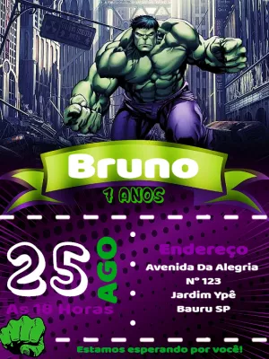 The Incredible Hulk birthday invitation