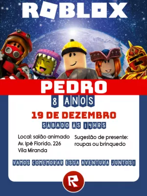 50 Convite Roblox Com Foto Festa Infantil 8x5