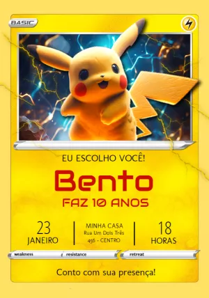 Carta Tag de Agradecimento Pokémon Personalizada