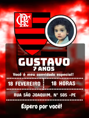 Convite FLAMENGO - Edite grátis com nosso editor online