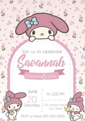 Birthday Invitation My Melody