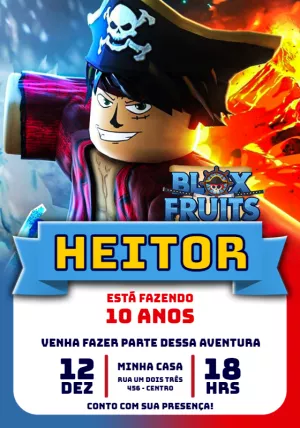 Convite Aniversário Blox Fruits