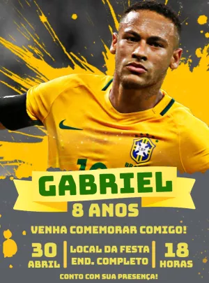 Neymar Brasil Birthday Invitation