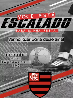 Criar convite de aniversário - Convite Futebol Flamengo Rosa