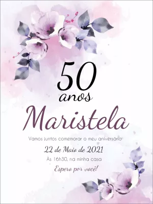 Convite de aniversário 50 anos Floral